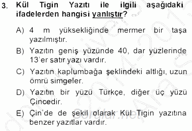 VIII-XIII. Yüzyıllar Türk Edebiyatı 2014 - 2015 Ara Sınavı 3.Soru
