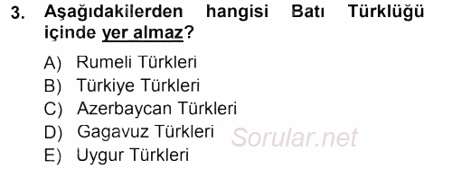 Çağdaş Türk Yazı Dilleri 1 2012 - 2013 Dönem Sonu Sınavı 3.Soru