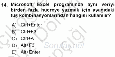Bilgisayar 1 2015 - 2016 Ara Sınavı 14.Soru