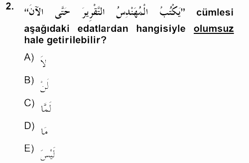 Arapça 4 2012 - 2013 Dönem Sonu Sınavı 2.Soru