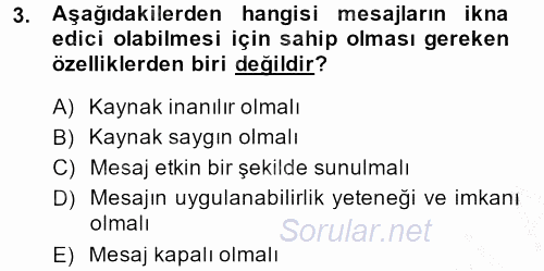 Halkla İlişkiler Yazarlığı 2013 - 2014 Ara Sınavı 3.Soru