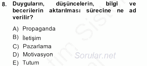 Halkla İlişkiler Yazarlığı 2013 - 2014 Ara Sınavı 8.Soru