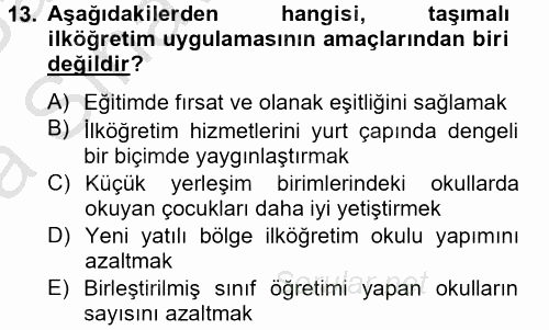 Türk Eğitim Tarihi 2012 - 2013 Ara Sınavı 13.Soru