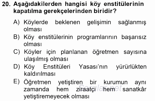 Türk Eğitim Tarihi 2012 - 2013 Ara Sınavı 20.Soru