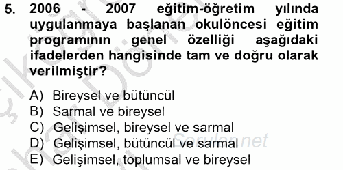 Türk Eğitim Tarihi 2012 - 2013 Ara Sınavı 5.Soru