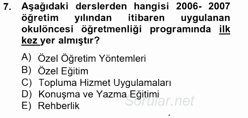 Türk Eğitim Tarihi 2012 - 2013 Ara Sınavı 7.Soru