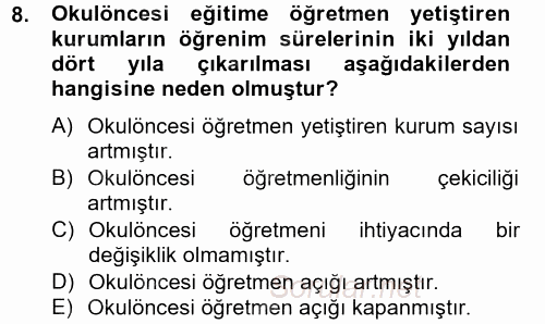 Türk Eğitim Tarihi 2012 - 2013 Ara Sınavı 8.Soru