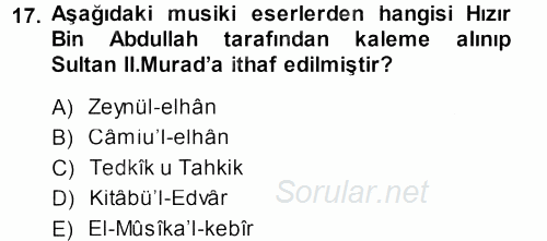 İslam Sanatları Tarihi 2013 - 2014 Dönem Sonu Sınavı 17.Soru