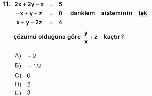 Genel Matematik 2015 - 2016 Dönem Sonu Sınavı 11.Soru