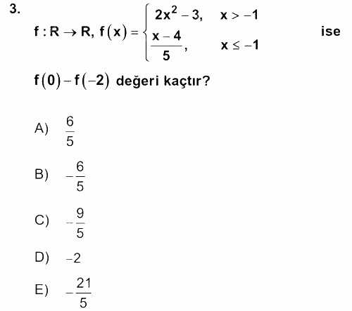 Genel Matematik 2015 - 2016 Dönem Sonu Sınavı 3.Soru