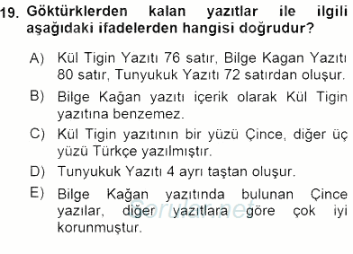 VIII-XIII. Yüzyıllar Türk Edebiyatı 2016 - 2017 Ara Sınavı 19.Soru