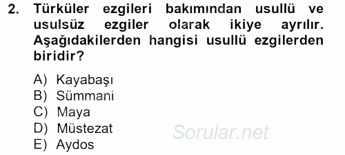 Halk Edebiyatına Giriş 2 2012 - 2013 Dönem Sonu Sınavı 2.Soru