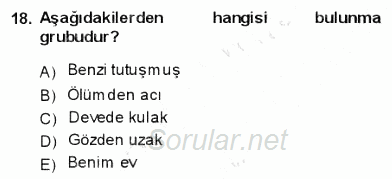 Türkçe Cümle Bilgisi 1 2012 - 2013 Dönem Sonu Sınavı 18.Soru