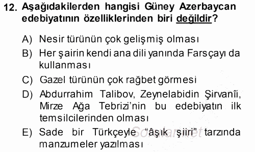 Çağdaş Türk Edebiyatları 1 2014 - 2015 Ara Sınavı 12.Soru