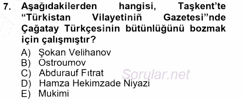 Çağdaş Türk Edebiyatları 1 2014 - 2015 Ara Sınavı 7.Soru