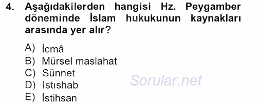 İslam Hukukuna Giriş 2012 - 2013 Ara Sınavı 4.Soru