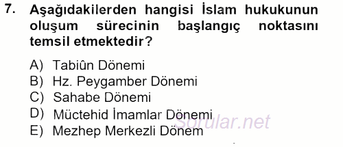 İslam Hukukuna Giriş 2012 - 2013 Ara Sınavı 7.Soru