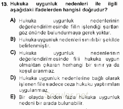Ceza Hukukuna Giriş 2013 - 2014 Ara Sınavı 13.Soru