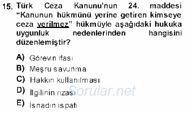 Ceza Hukukuna Giriş 2013 - 2014 Ara Sınavı 15.Soru