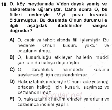 Ceza Hukukuna Giriş 2013 - 2014 Ara Sınavı 18.Soru