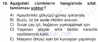 Türkçe Biçim Bilgisi 2012 - 2013 Ara Sınavı 10.Soru