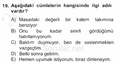 Türkçe Biçim Bilgisi 2012 - 2013 Ara Sınavı 19.Soru