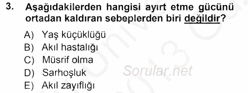 Medeni Hukuk 1 2012 - 2013 Ara Sınavı 3.Soru