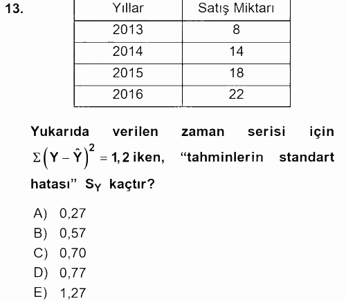 İstatistik 2 2016 - 2017 Dönem Sonu Sınavı 13.Soru
