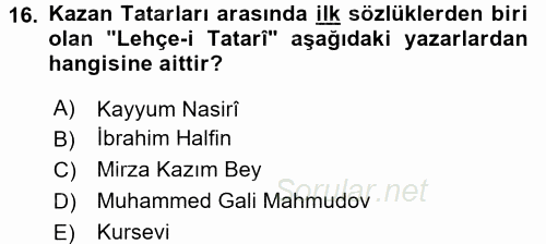 Çağdaş Türk Edebiyatları 1 2015 - 2016 Tek Ders Sınavı 16.Soru