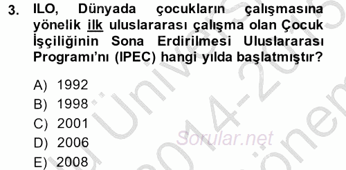 Sosyal Politika 2 2014 - 2015 Dönem Sonu Sınavı 3.Soru