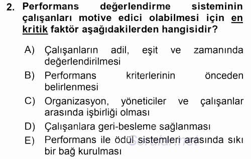 Performans ve Kariyer Yönetimi 2015 - 2016 Tek Ders Sınavı 2.Soru