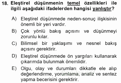 Türk Dili 2 2017 - 2018 3 Ders Sınavı 18.Soru