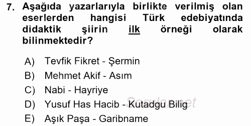 Türk Dili 2 2017 - 2018 3 Ders Sınavı 7.Soru