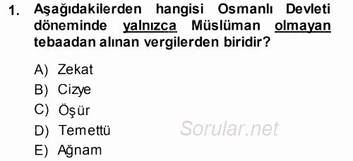 Türk Vergi Sistemi 2013 - 2014 Ara Sınavı 1.Soru