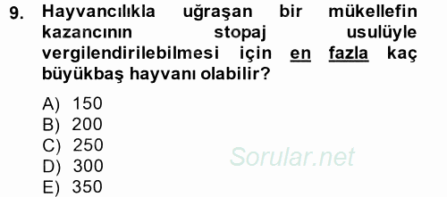 Türk Vergi Sistemi 2013 - 2014 Ara Sınavı 9.Soru