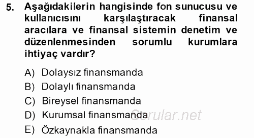 Finansal Kurumlar 2013 - 2014 Ara Sınavı 5.Soru