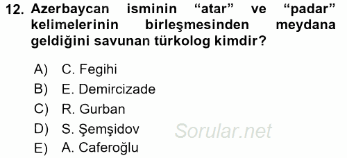 Çağdaş Türk Yazı Dilleri 1 2016 - 2017 Ara Sınavı 12.Soru