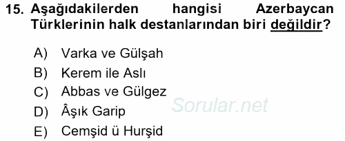 Çağdaş Türk Yazı Dilleri 1 2016 - 2017 Ara Sınavı 15.Soru