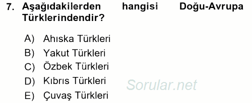 Çağdaş Türk Yazı Dilleri 1 2016 - 2017 Ara Sınavı 7.Soru