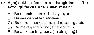 Türkçe Biçim Bilgisi 2013 - 2014 Ara Sınavı 12.Soru