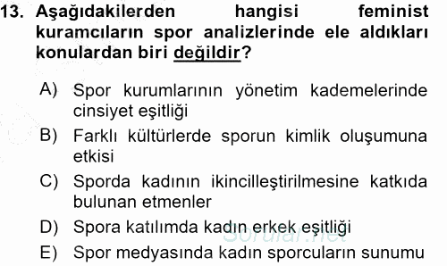 Spor Bilimlerine Giriş 2015 - 2016 Ara Sınavı 13.Soru