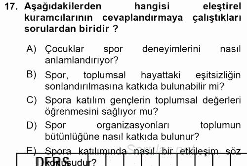 Spor Bilimlerine Giriş 2015 - 2016 Ara Sınavı 17.Soru