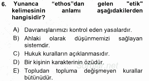 Spor Bilimlerine Giriş 2015 - 2016 Ara Sınavı 6.Soru