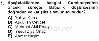 Cumhuriyet Dönemi Türk Şiiri 2012 - 2013 Dönem Sonu Sınavı 1.Soru