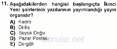 Cumhuriyet Dönemi Türk Şiiri 2012 - 2013 Dönem Sonu Sınavı 11.Soru