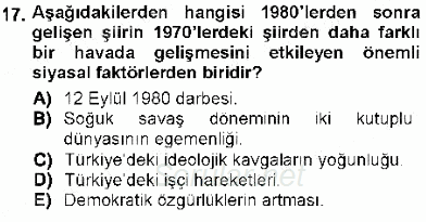 Cumhuriyet Dönemi Türk Şiiri 2012 - 2013 Dönem Sonu Sınavı 17.Soru