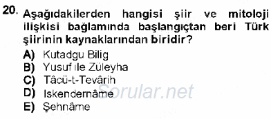 Cumhuriyet Dönemi Türk Şiiri 2012 - 2013 Dönem Sonu Sınavı 20.Soru