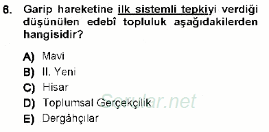 Cumhuriyet Dönemi Türk Şiiri 2012 - 2013 Dönem Sonu Sınavı 6.Soru