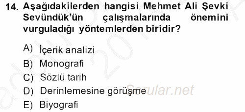 Türk Sosyologları 2013 - 2014 Ara Sınavı 14.Soru