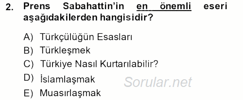 Türk Sosyologları 2013 - 2014 Ara Sınavı 2.Soru
